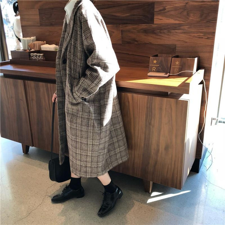 DARK ACADEMIA STYLE VINTAGE LONG COAT - Cosmique Studio - Aesthetic Outfits DARK ACADEMIA STYLE VINTAGE LONG COAT - Cosmique Studio - Aesthetic Outfits