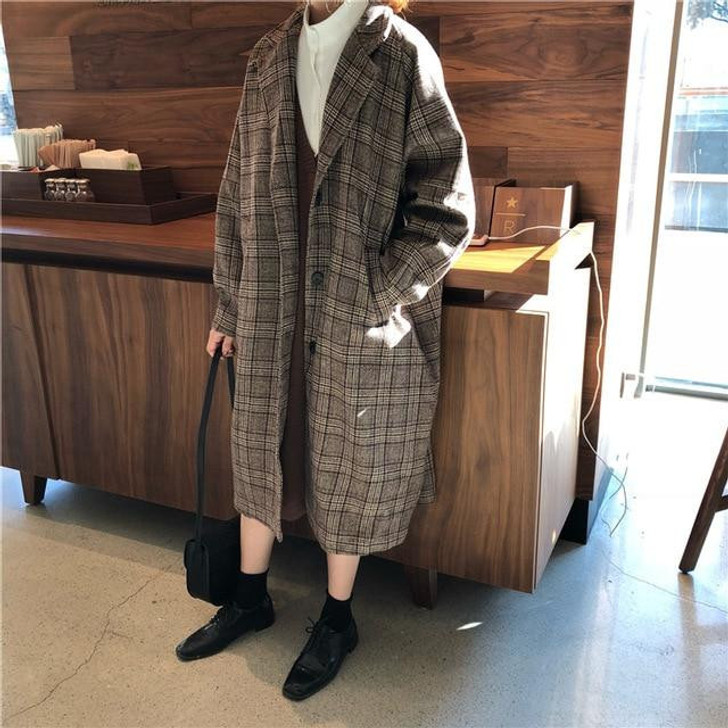 DARK ACADEMIA STYLE VINTAGE LONG COAT - Cosmique Studio - Aesthetic Outfits DARK ACADEMIA STYLE VINTAGE LONG COAT - Cosmique Studio - Aesthetic Outfits