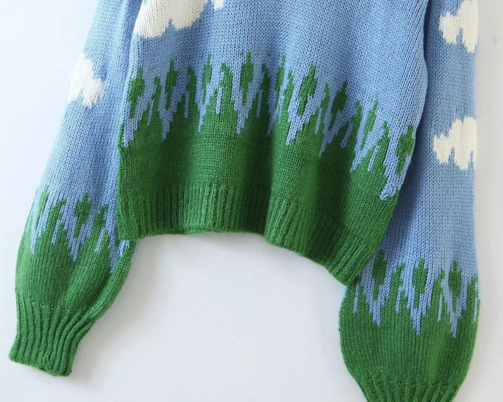 CLOUDS KNITTED CROP SWEATER-Cosmique Studio-aesthetic-clothing-store CLOUDS KNITTED CROP SWEATER-Cosmique Studio-aesthetic-clothing-store