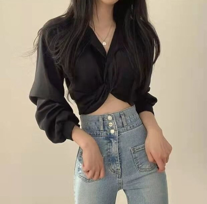 Elegant Tie Back Crop Shirt Elegant Tie Back Crop Shirt