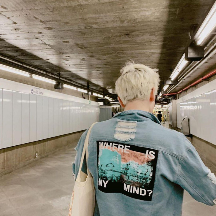 where is my mind denim jacket in blue where is my mind denim jacket in blue