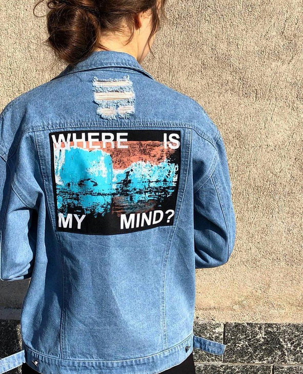 where is my mind denim jacket in blue where is my mind denim jacket in blue