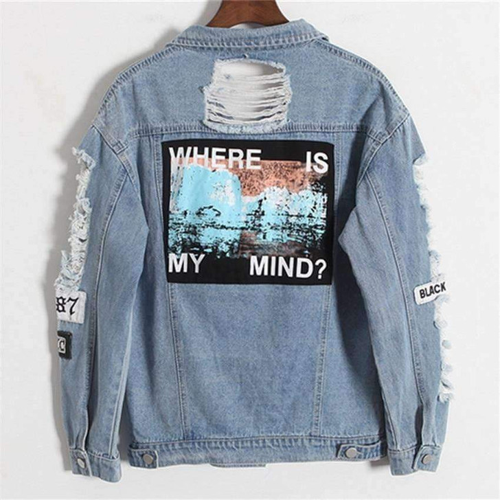 where is my mind denim jacket in blue where is my mind denim jacket in blue