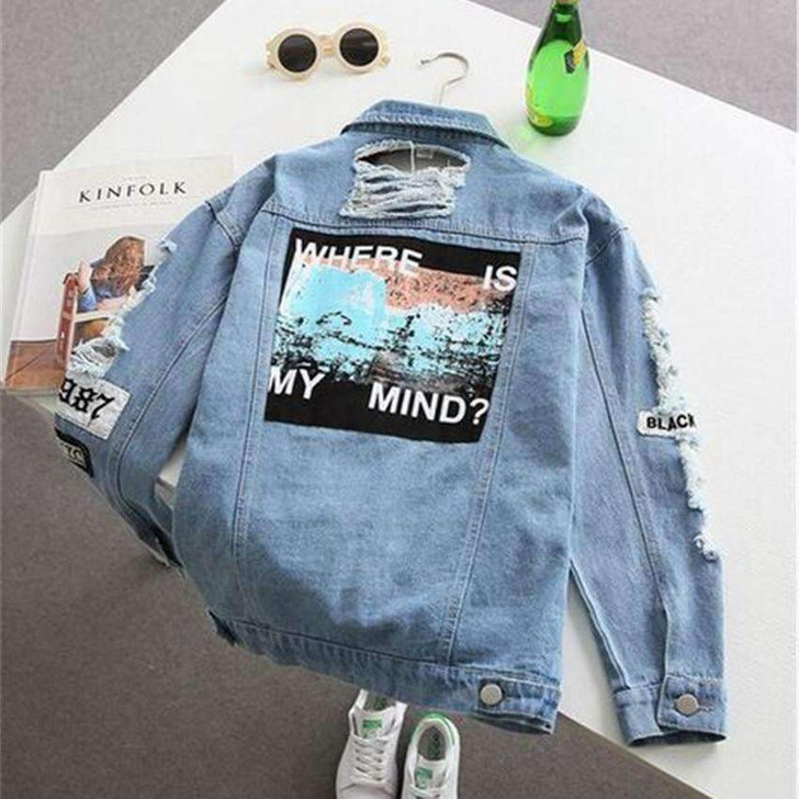 where is my mind denim jacket in blue where is my mind denim jacket in blue