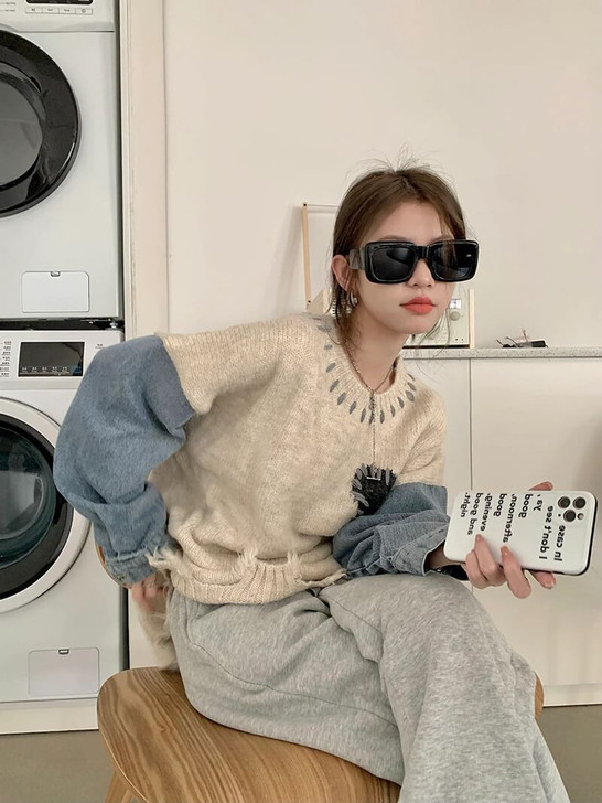 Y2k Heart Knitted Cozy Sweater