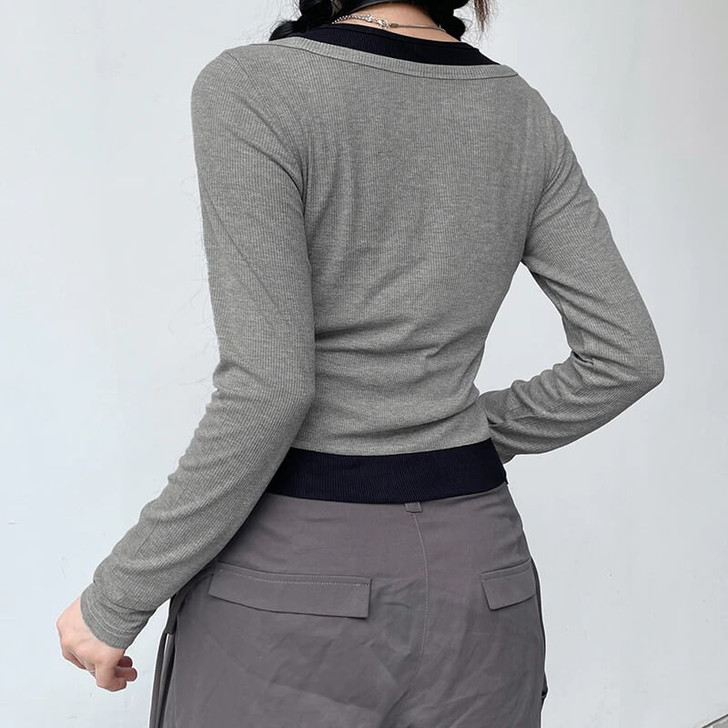 Grunge Gray Open Shoulder Top Grunge Gray Open Shoulder Top