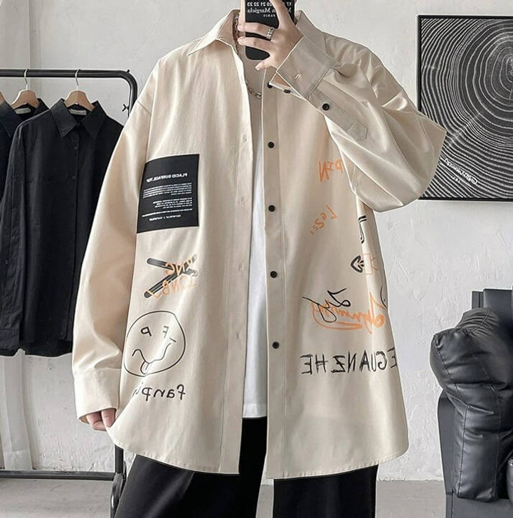 Korean Style Graffiti Men Shirt