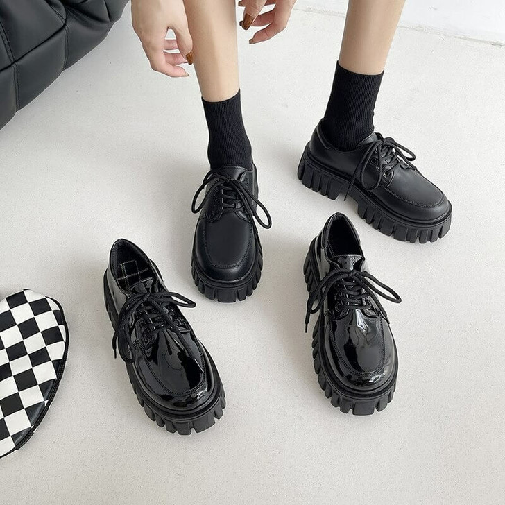 Dark Academia Flat Chunky Shoes