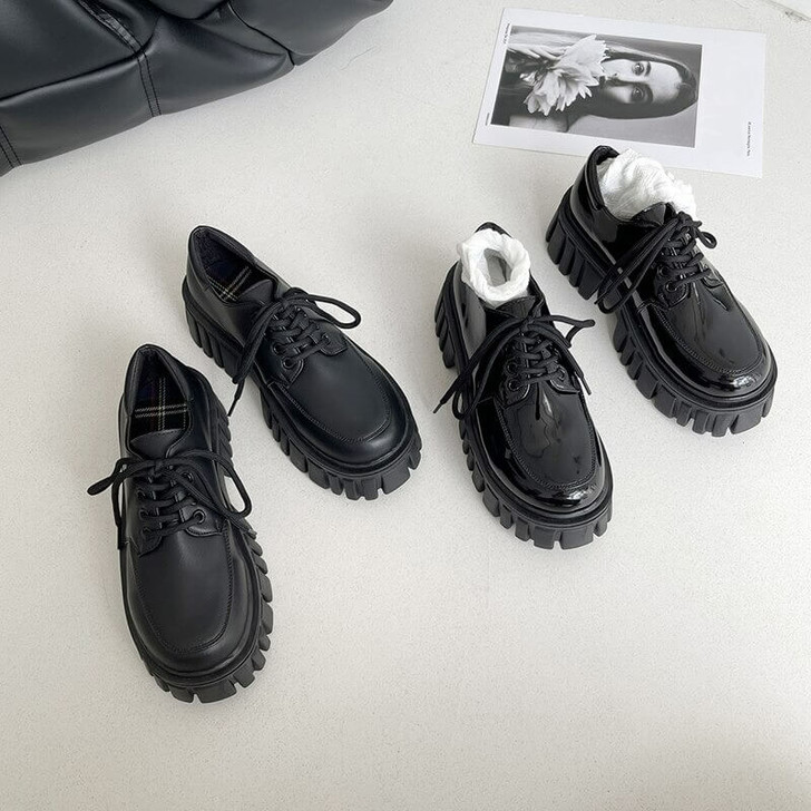 Dark Academia Flat Chunky Shoes - Cosmique Studio