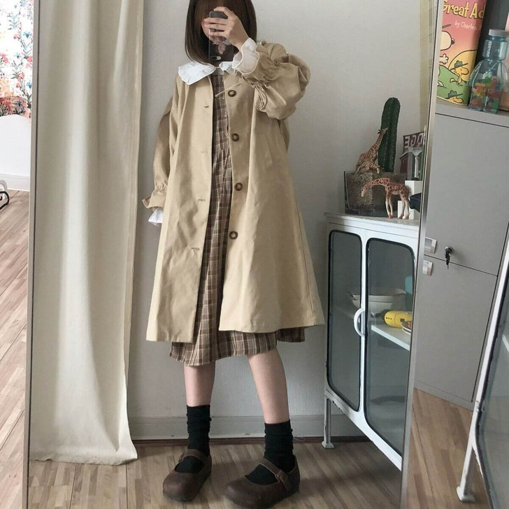 Academia Windbreaker Long Coat