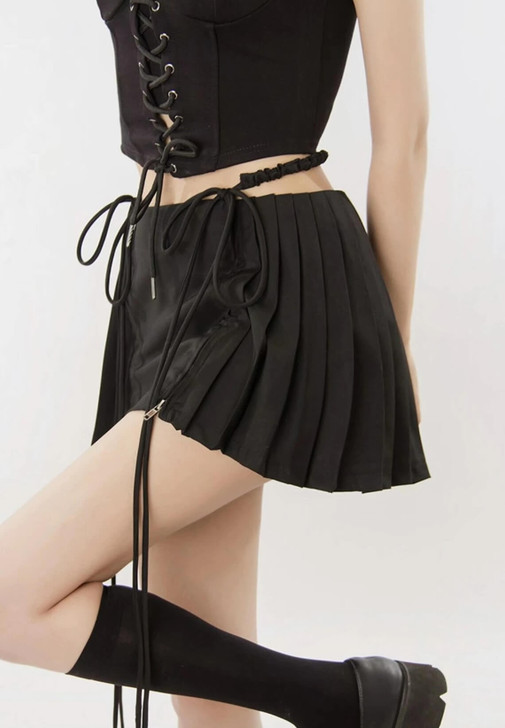 Preppy Style Zipper Mini Skirt