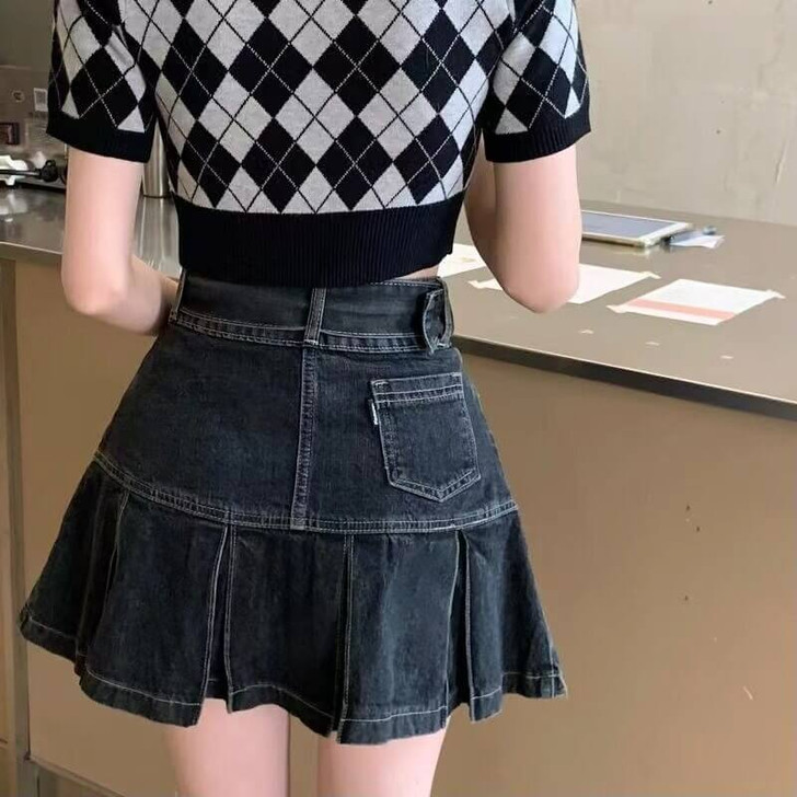 Y2k Pleated Denim Mini Skirt Y2k Pleated Denim Mini Skirt