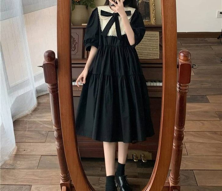 Dark Academia Elegant Midi Dress