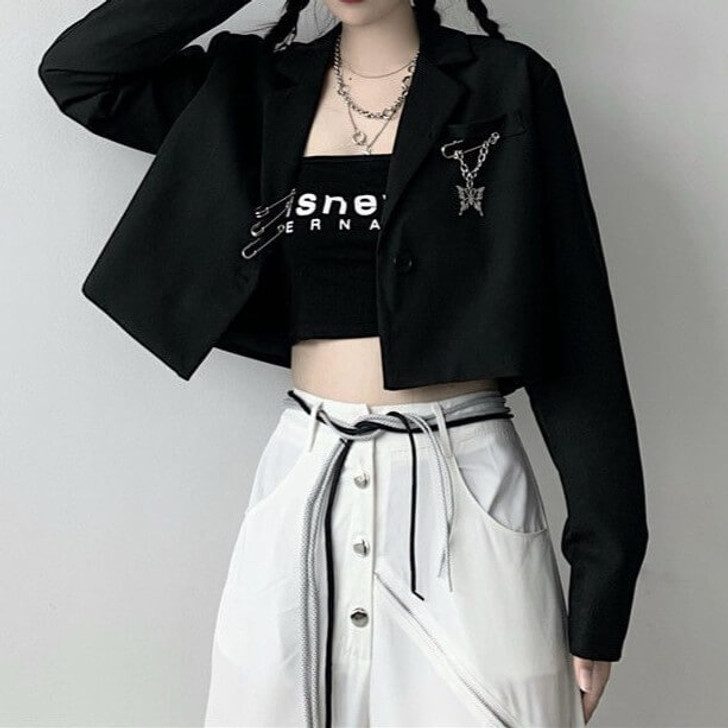 Gothic Cropped Blazer Jacket