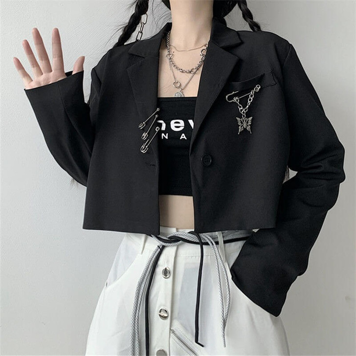 Gothic Cropped Blazer Jacket