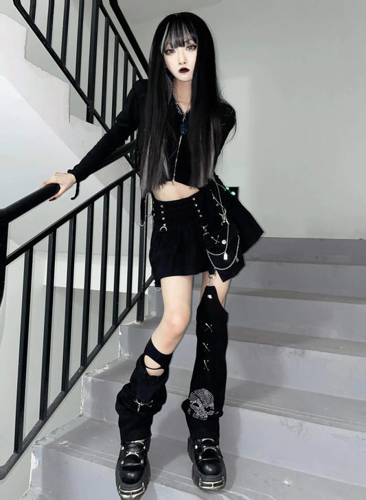 Gothic Skull Detachable Mini Skirt
