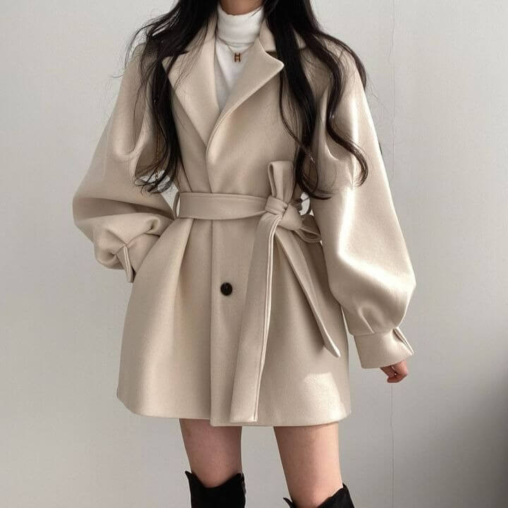 Dark Academia Belted Coat - Cosmique Studio