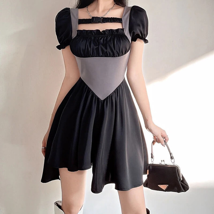 Grunge Patchwork Mini Dress
