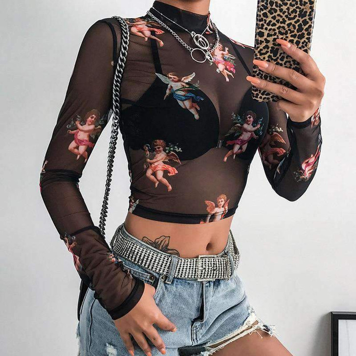 transparent angel mesh black tee for grunge, angelcore, and art hoe aesthetics transparent angel mesh black tee for grunge, angelcore, and art hoe aesthetics