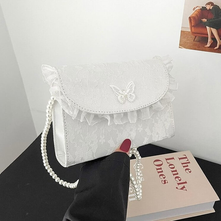 Coquette Pearl Chain Shoulder Bag