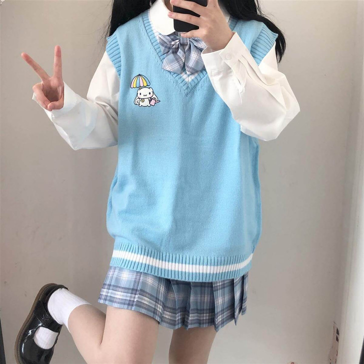 Sanrio aesthetic character cinnamoroll printed knitted sweater vest