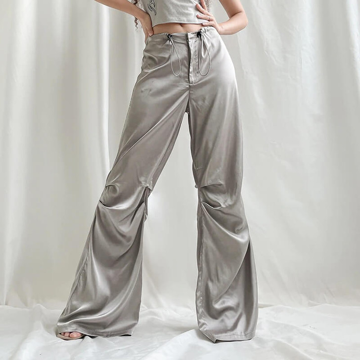 Bright Gray Wide-leg Pants - Cosmique Studio