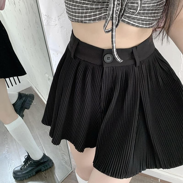 Y2k pleated shorts skirt black