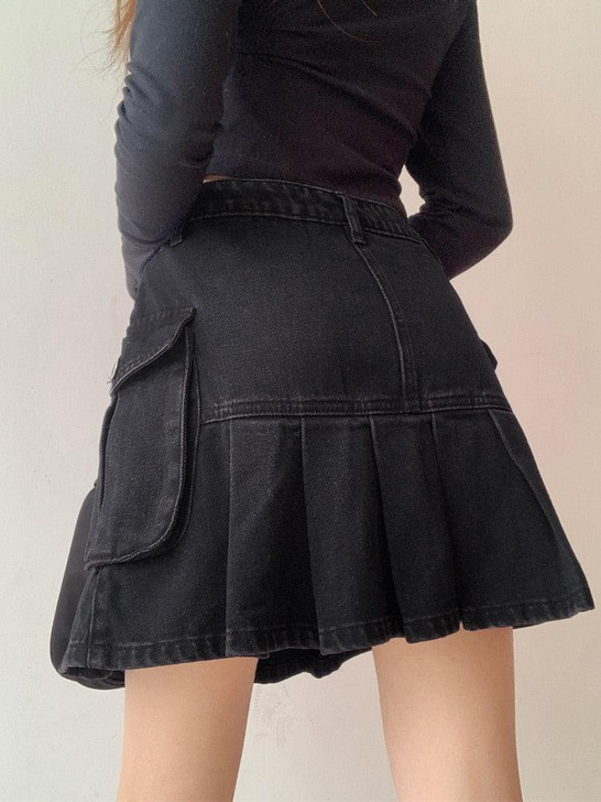 Y2k aesthetic cargo denim mini skirt