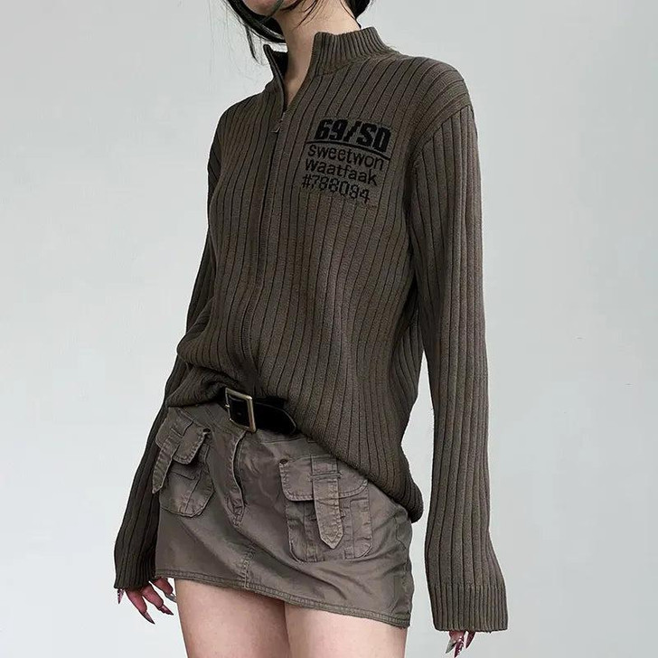 Grunge Zip-Up Slim Cardigan Jacket Grunge Zip-Up Slim Cardigan Jacket