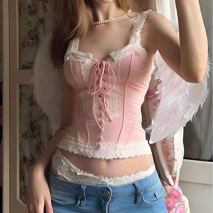 Coquette Aesthetic Lace Corset Top