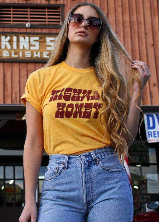 highway honey tee in gold color