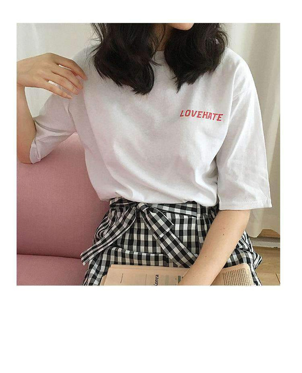 love and hate white tee with a drawing of wired rose crown love and hate white tee with a drawing of wired rose crown