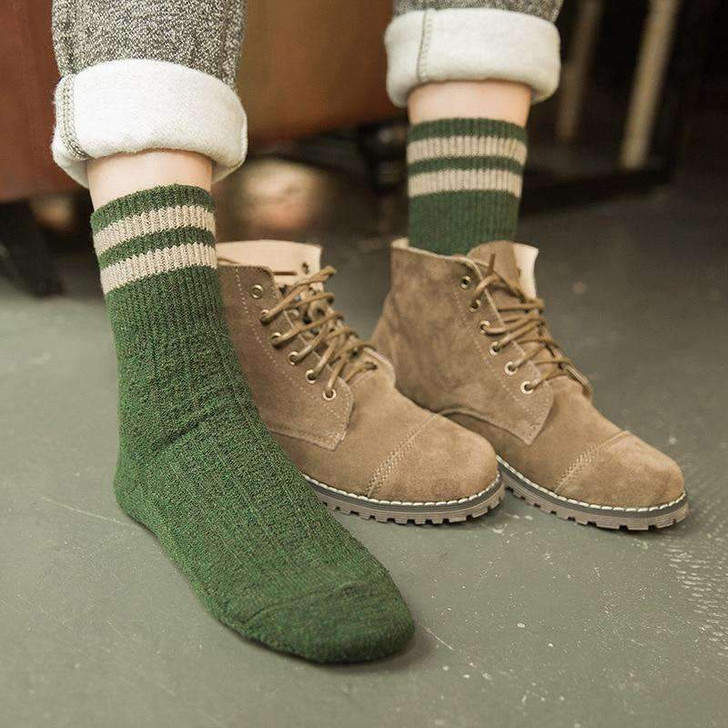 retro socks in green