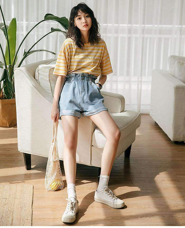 vi̇ntage paperbag shorts in blue vi̇ntage paperbag shorts in blue