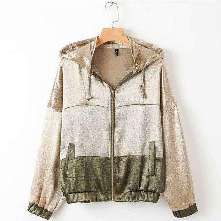elegant patchwork hooded jacket in gold