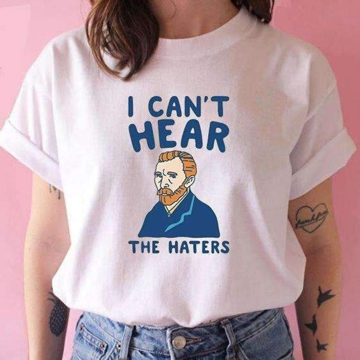 i can't hear -the haters van gogh tee in white i can't hear -the haters van gogh tee in white