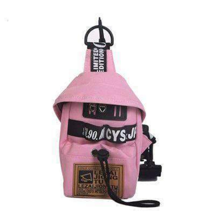 mobil strap purse backpack in pink mobil strap purse backpack in pink