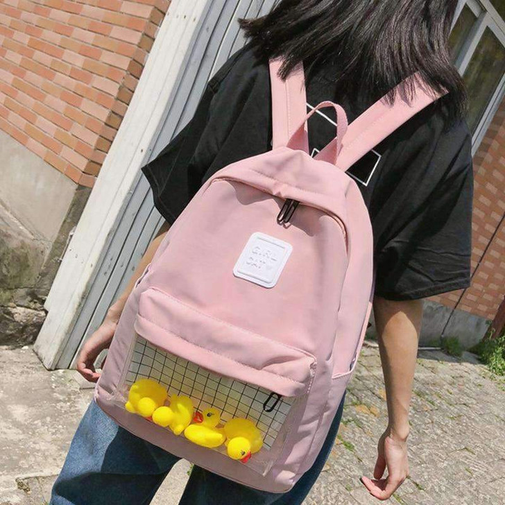 cute duck waterproof backpack in pink cute duck waterproof backpack in pink