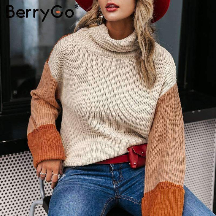 kni̇tted turtleneck sweater in orange