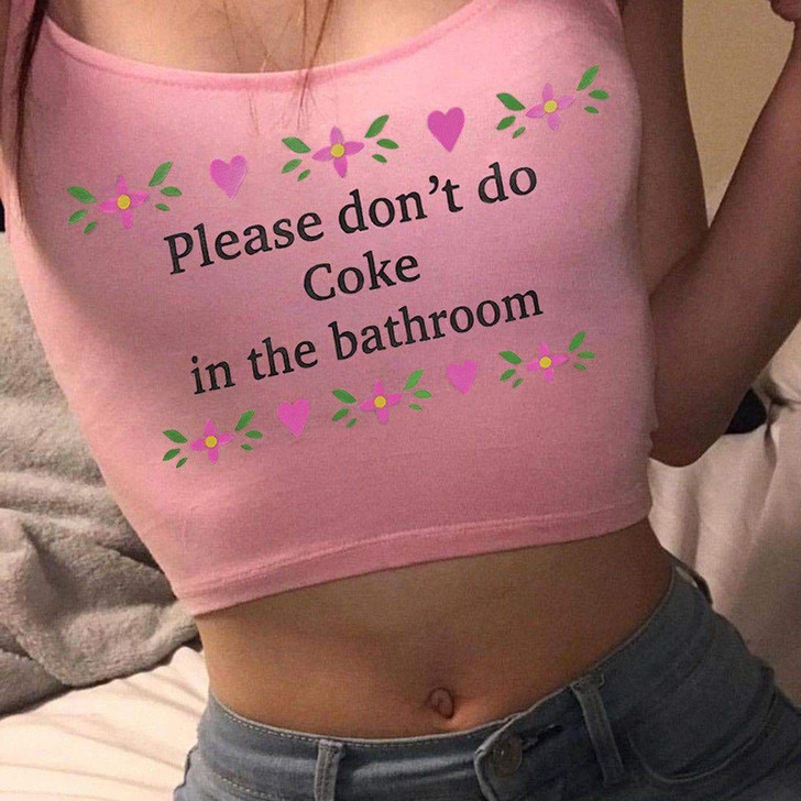 PLEASE DON'T DO COKE IN THE BATHROOM TEE-Cosmique Studio PLEASE DON'T DO COKE IN THE BATHROOM TEE-Cosmique Studio