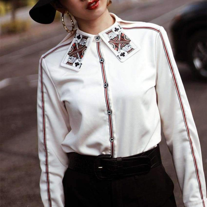 SPECIAL KING CARD PRINT COLLAR SHIRT-Cosmique Studio