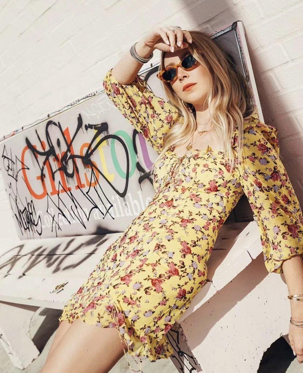 BOHEMIAN FLORAL LACE UP SUMMER DRESS-Cosmique Studio