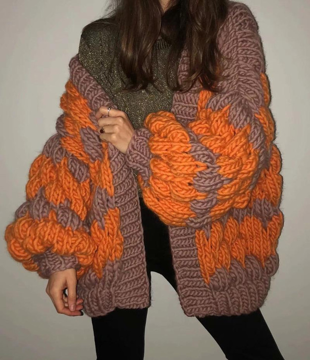 BOHO KNITTED PUFF WARM CARDIGAN & JACKET-Cosmique Studio