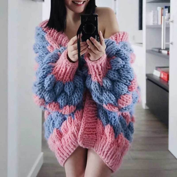 BOHO KNITTED PUFF WARM CARDIGAN & JACKET-Cosmique Studio