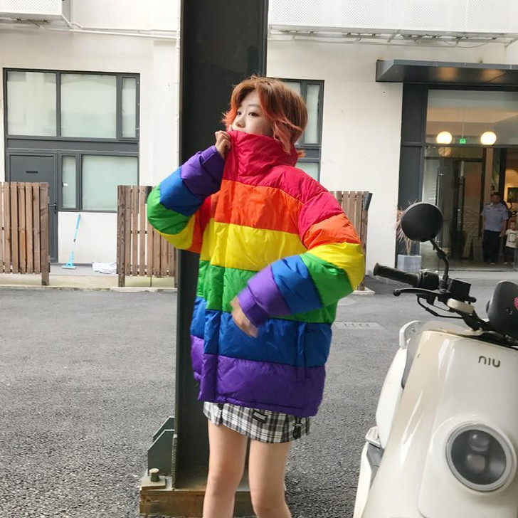RAINBOW PADDED PUFF WINTER COAT & JACKET-Cosmique Studio RAINBOW PADDED PUFF WINTER COAT & JACKET-Cosmique Studio