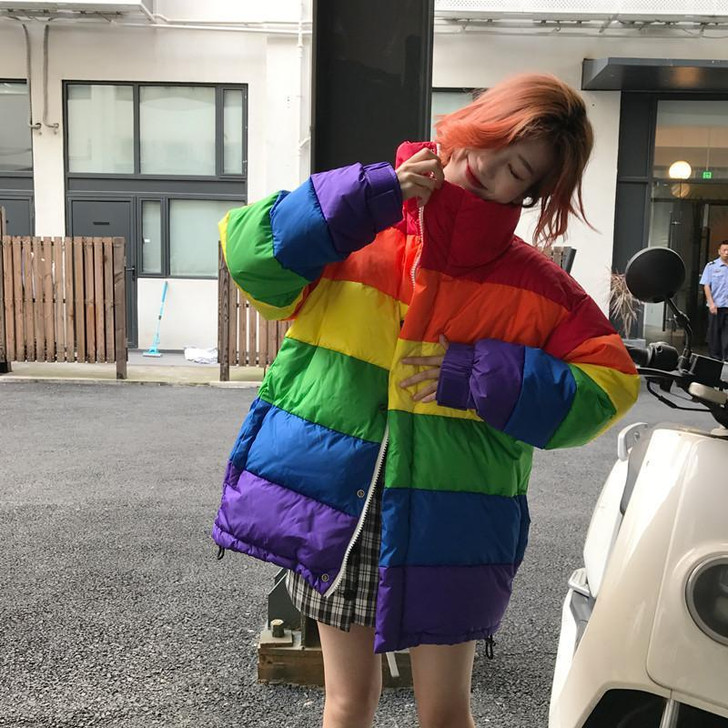 RAINBOW PADDED PUFF WINTER COAT & JACKET-Cosmique Studio RAINBOW PADDED PUFF WINTER COAT & JACKET-Cosmique Studio