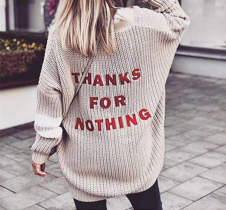 Cosmique Studio Thanks for Nothing Long Sweater | Khaki | One Size