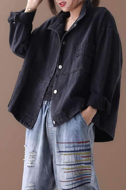 SINGLE BREASTED LOOSE VINTAGE COAT JACKET-Cosmique Studio SINGLE BREASTED LOOSE VINTAGE COAT JACKET-Cosmique Studio