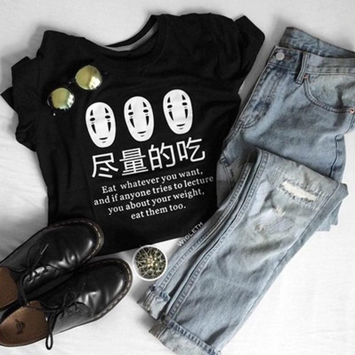 JAPANESE ANIME EAT WHATEVER YOU WANT TEE-Cosmique Studio JAPANESE ANIME EAT WHATEVER YOU WANT TEE-Cosmique Studio