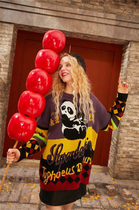CUTE PANDA LONG SLEEVE SWEATER - Cosmique Studio CUTE PANDA LONG SLEEVE SWEATER - Cosmique Studio
